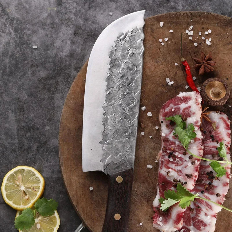 Kitchen Knife Wood Hand Handmade Forged Chef Knife Meat Vegetables Chopper Traditional Butcher Cleaver Slicing Knife Cook Tools