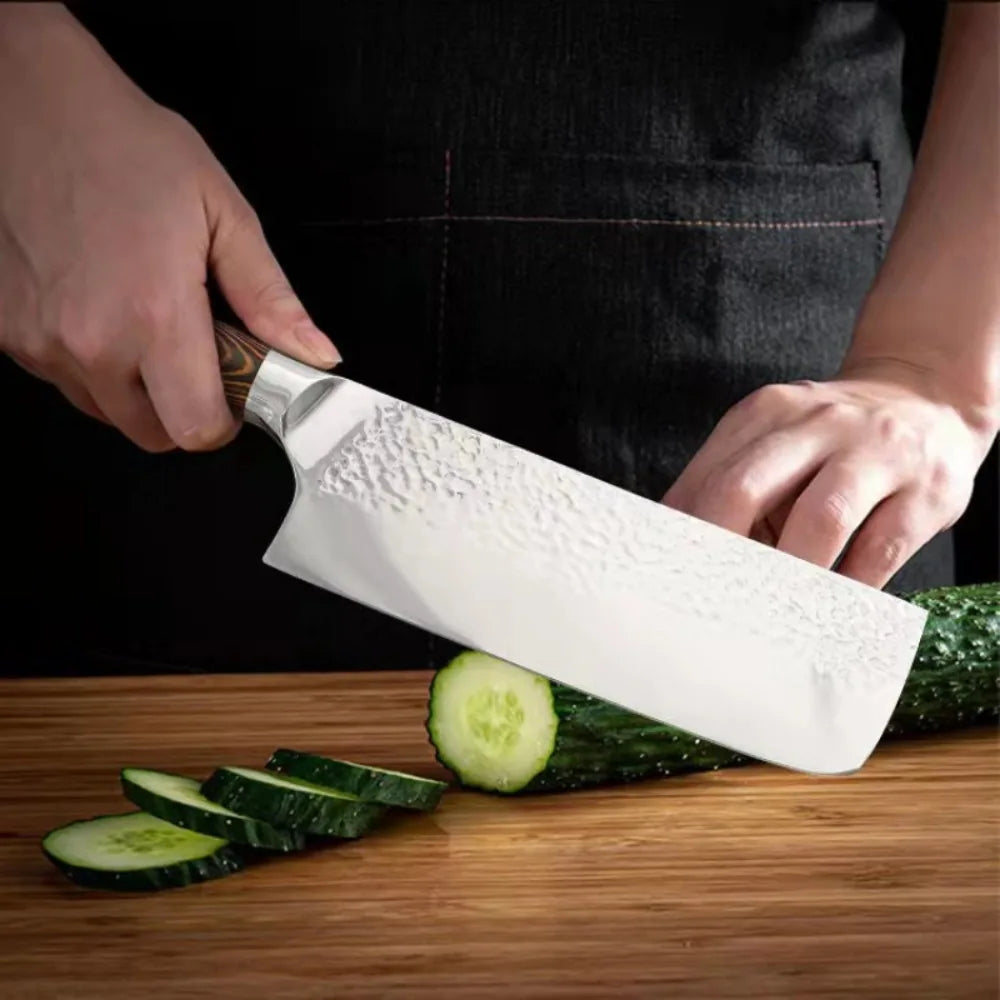 Kitchen Knives High Carbon Steel Cleaver Knife Kitchen Chopping Knives for Vegetable Fruit Cutting Utility Knife Wood Handle