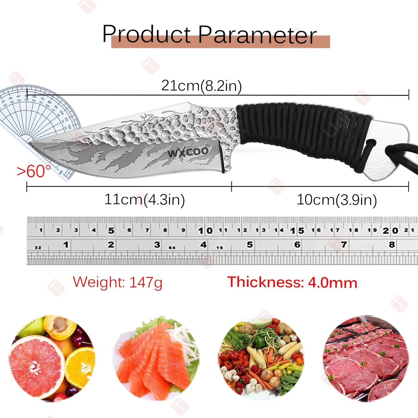 Kitchen Boning  Knife Forged Chef's Knife BBQ Cooking Meat Cutter Fruit Slicing Stainless Steel Cleaver Butcher Knife with cover