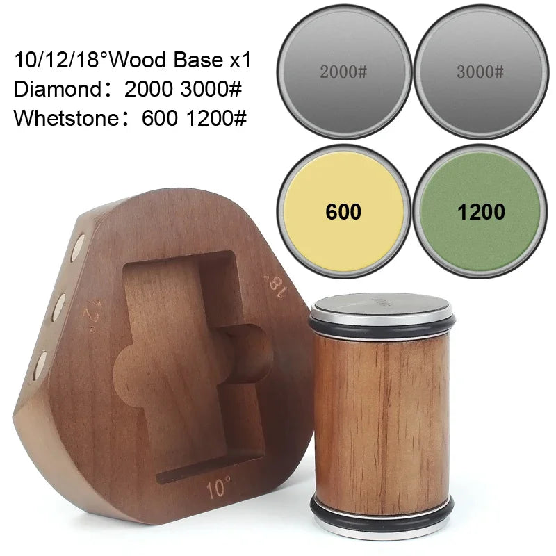 10/12/15/18/20/22° Rolling Knife Sharpener Wood Base Kitchen Grinding System Diamond Stone 240/1000# Professional Sharpeners