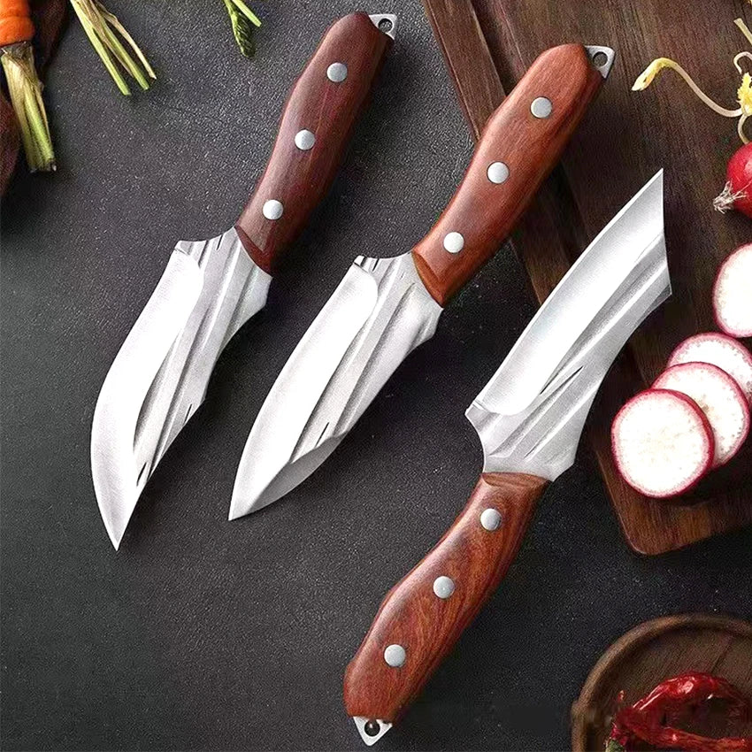 Kitchen Knife Handmade Forged Chef Knife Stainless Steel Full-Tang Butcher Boning Meat Cleaver Knife Fruit Sharp Cutting Knives