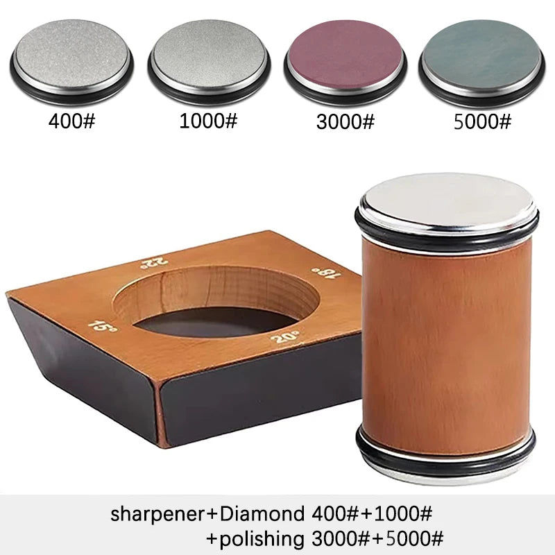 New Wooden【4 Angle】Rolling Knife Sharpener 15/18/20/22° Roller Sharpeners Professional Grinding System Diamond Sharpening Stone