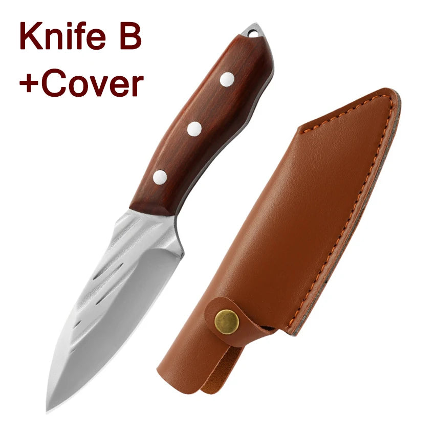 Kitchen Knife Handmade Forged Chef Knife Stainless Steel Full-Tang Butcher Boning Meat Cleaver Knife Fruit Sharp Cutting Knives