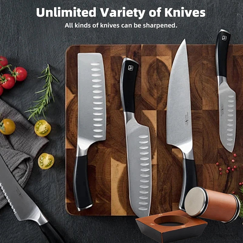 New Wooden【4 Angle】Rolling Knife Sharpener 15/18/20/22° Roller Sharpeners Professional Grinding System Diamond Sharpening Stone