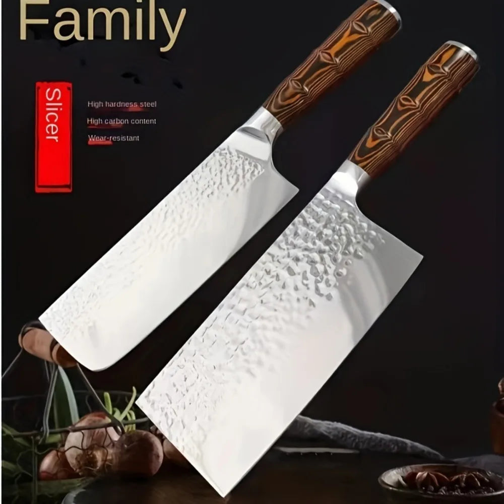 Kitchen Knives High Carbon Steel Cleaver Knife Kitchen Chopping Knives for Vegetable Fruit Cutting Utility Knife Wood Handle