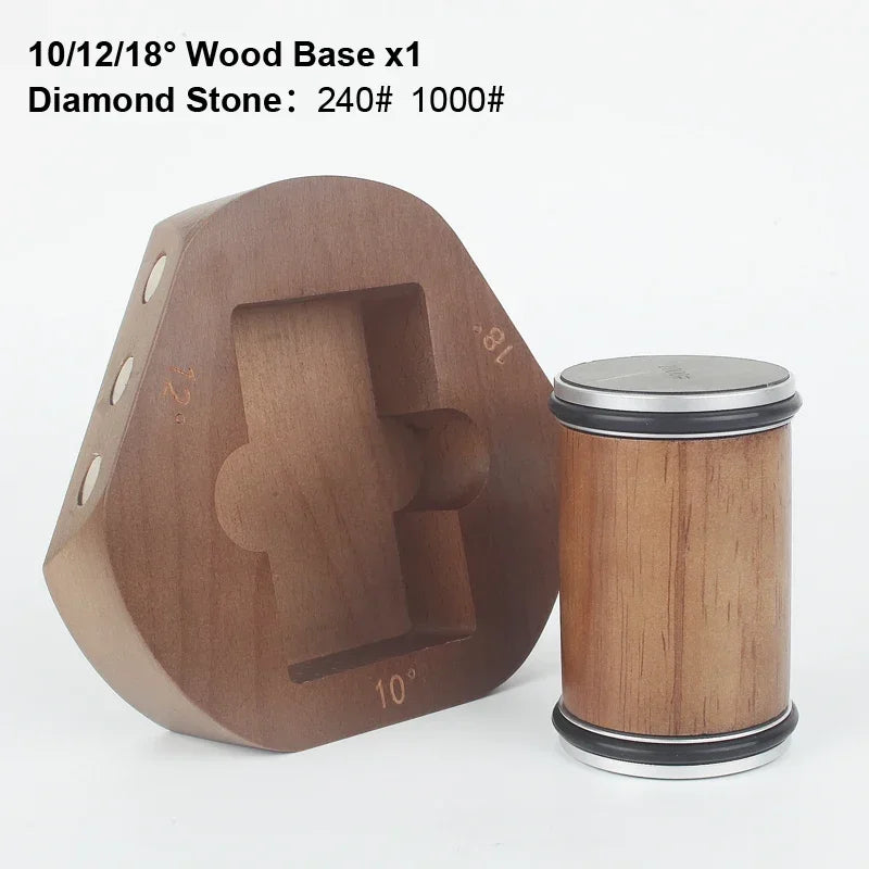 10/12/15/18/20/22° Rolling Knife Sharpener Wood Base Kitchen Grinding System Diamond Stone 240/1000# Professional Sharpeners