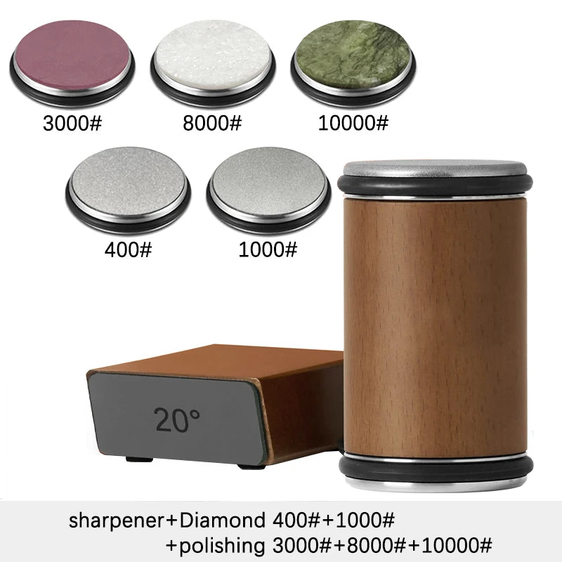 Rolling Knife Sharpener Magnetic Knife Holder Sharpening Stone Kit With 15/20° Degrees Angle Roller Kitchen Whetstone Accessory
