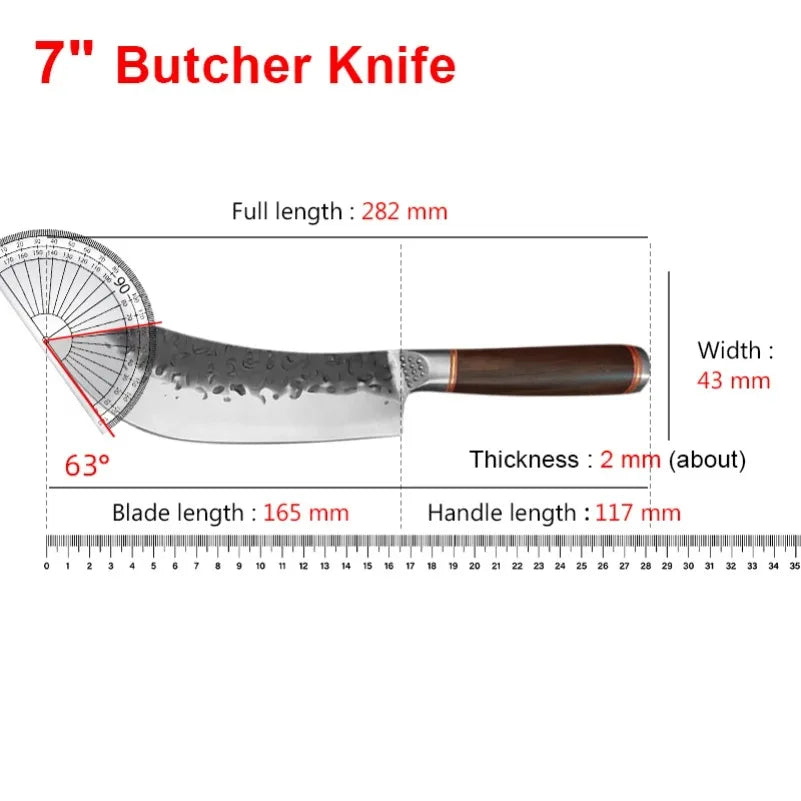 Kitchen Knives Utility Knife Chef Cooking Cleaver Meat Chop Vegetables Boning Butcher Barbecue Knife Handmade Blade Wood Handle