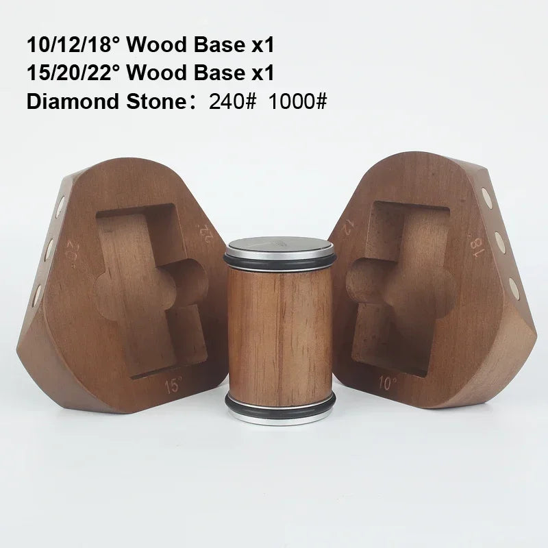 10/12/15/18/20/22° Rolling Knife Sharpener Wood Base Kitchen Grinding System Diamond Stone 240/1000# Professional Sharpeners