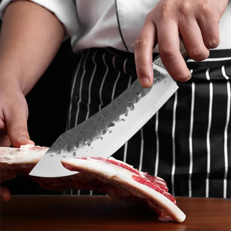 Kitchen Knives Utility Knife Chef Cooking Cleaver Meat Chop Vegetables Boning Butcher Barbecue Knife Handmade Blade Wood Handle