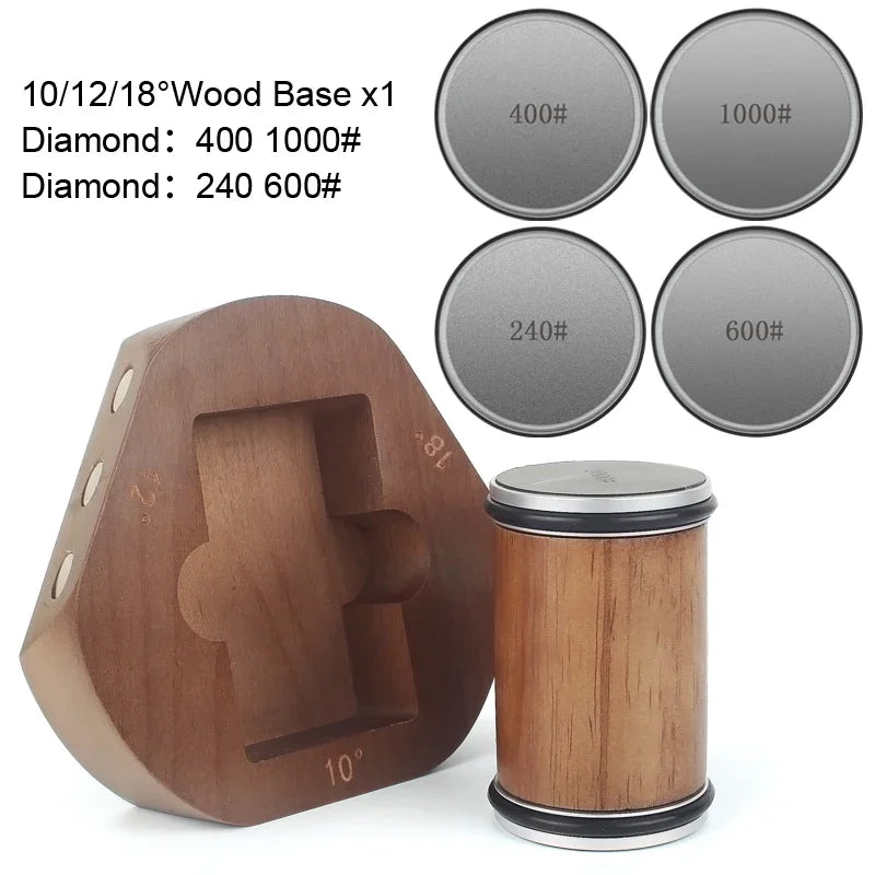10/12/15/18/20/22° Rolling Knife Sharpener Wood Base Kitchen Grinding System Diamond Stone 240/1000# Professional Sharpeners