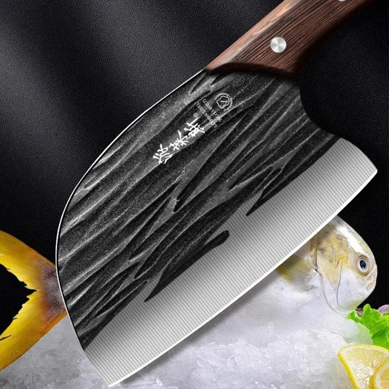Kitchen knife Household hand forged kitchen knife, stainless steel solid wood handle, cutting, slicing, chopping, chopping knife