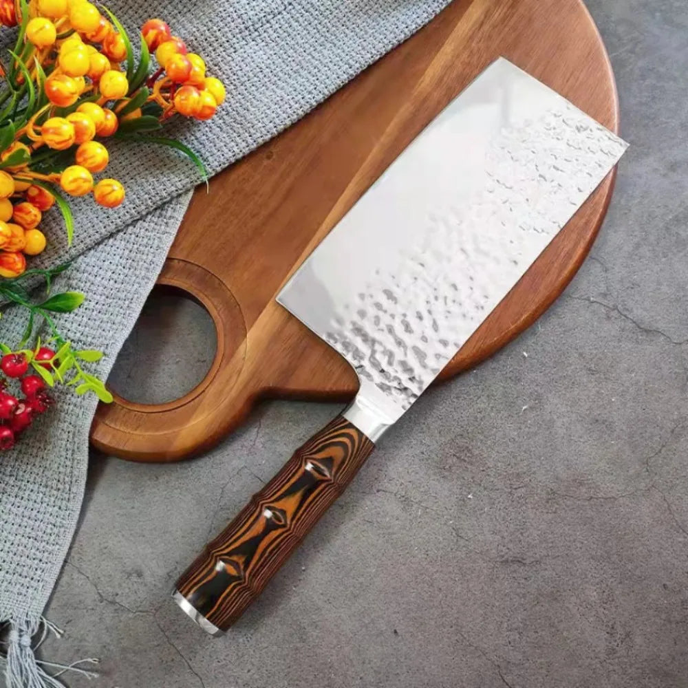Kitchen Knives High Carbon Steel Cleaver Knife Kitchen Chopping Knives for Vegetable Fruit Cutting Utility Knife Wood Handle