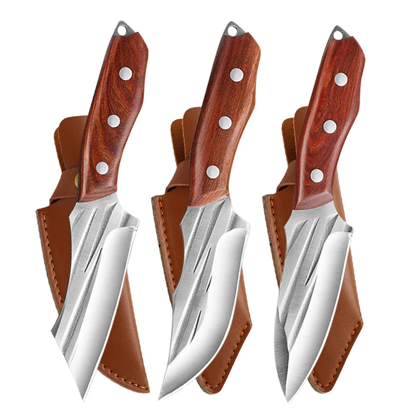 Kitchen Knife Handmade Forged Chef Knife Stainless Steel Full-Tang Butcher Boning Meat Cleaver Knife Fruit Sharp Cutting Knives