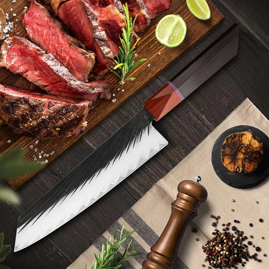 XITUO Kiritsuke knife Handmade Forged Sharp Three-layer Clad Steel Kitchen Chef Knife Octagonal Handle With Ergonomic Handle