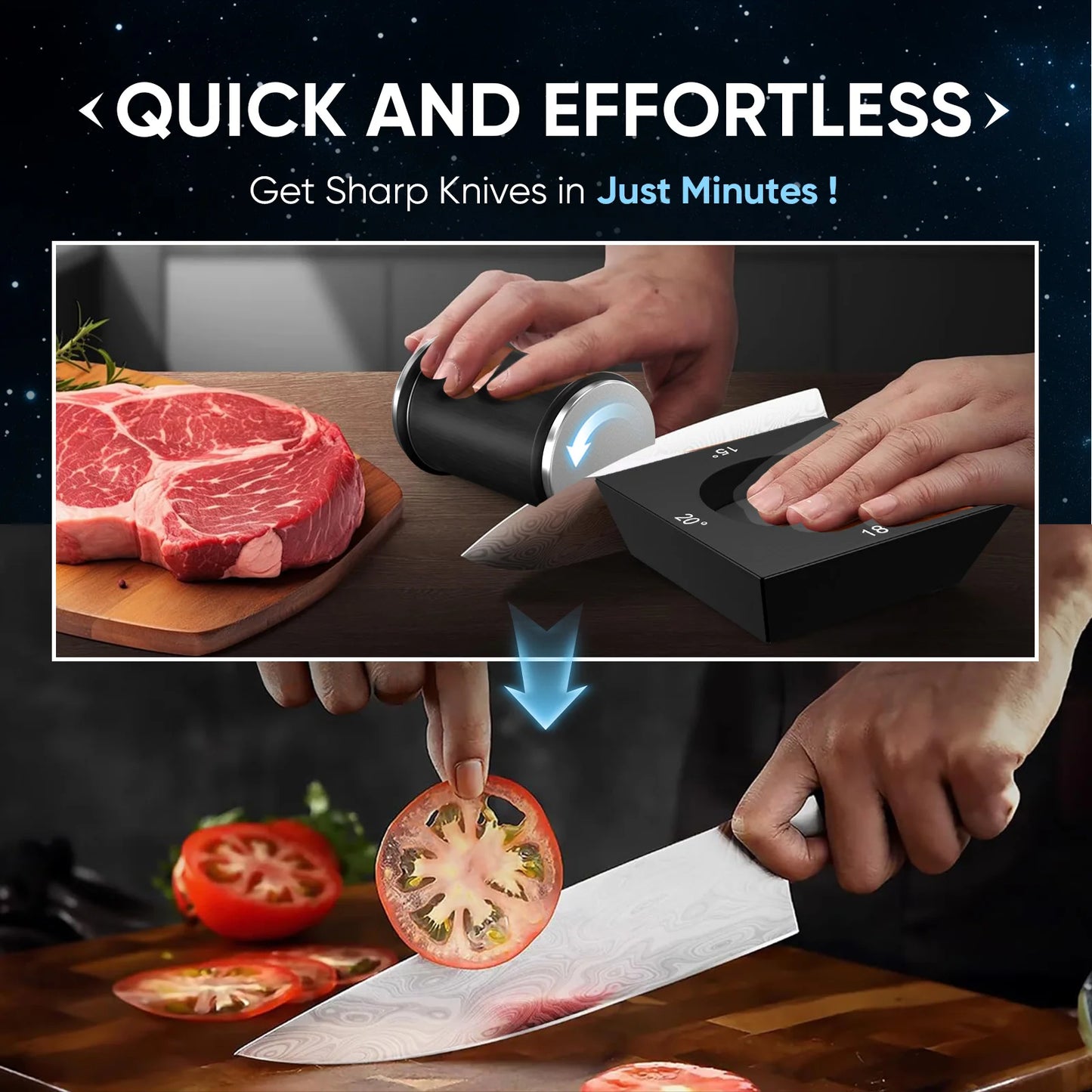 New Rolling Knife Sharpener Four-Sided Diamond Sharpening Stone15/18/20/22Degree Magnetic Angle Roller Sharpening Kitchen Knives