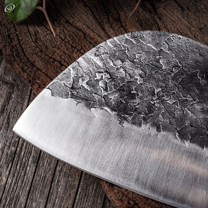 Kitchen Butcher Knife Handmade Full Tang Forged High-carbon Steel Wood Handle Kitchen Knives Chef CleaverHand Forged Hammered
