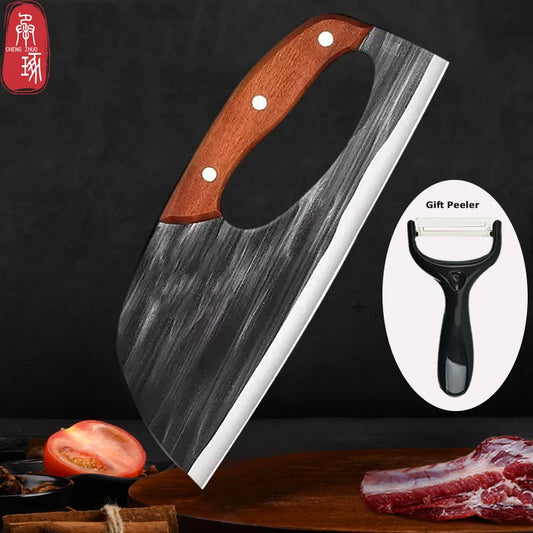 Kitchen Chef Knife Chinese-style Kitchen Knife Chopper Knife Effort Saving Boning Knife Wooden Handle Handmade Forged Knife