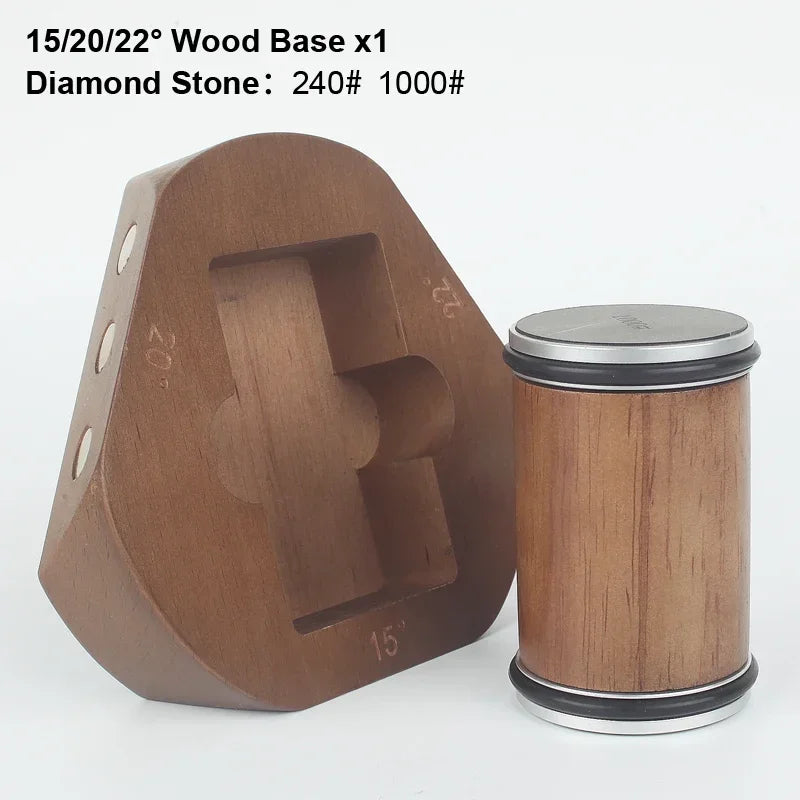 10/12/15/18/20/22° Rolling Knife Sharpener Wood Base Kitchen Grinding System Diamond Stone 240/1000# Professional Sharpeners