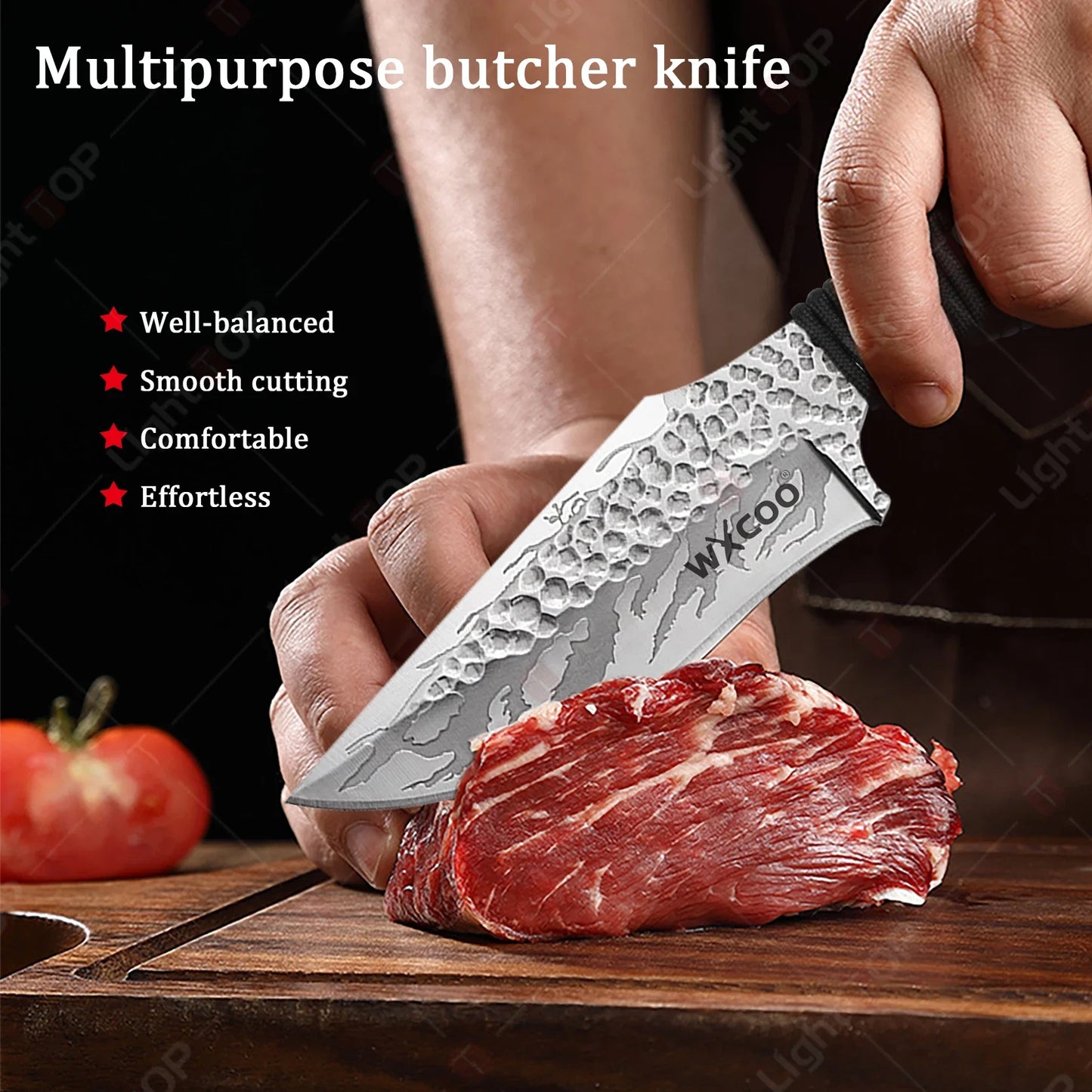 Kitchen Boning  Knife Forged Chef's Knife BBQ Cooking Meat Cutter Fruit Slicing Stainless Steel Cleaver Butcher Knife with cover