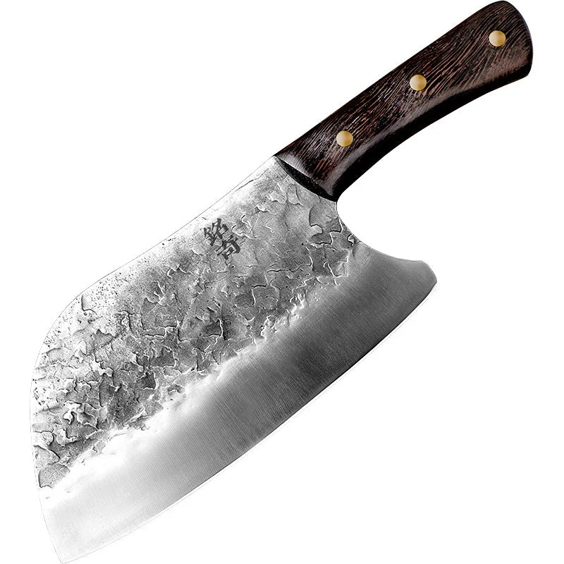 Kitchen Butcher Knife Handmade Full Tang Forged High-carbon Steel Wood Handle Kitchen Knives Chef CleaverHand Forged Hammered