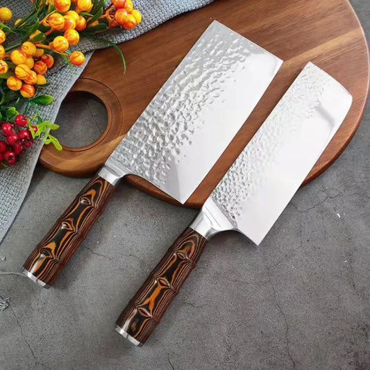 Kitchen Knives High Carbon Steel Cleaver Knife Kitchen Chopping Knives for Vegetable Fruit Cutting Utility Knife Wood Handle