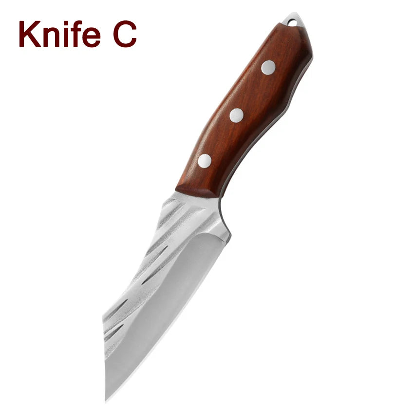 Kitchen Knife Handmade Forged Chef Knife Stainless Steel Full-Tang Butcher Boning Meat Cleaver Knife Fruit Sharp Cutting Knives