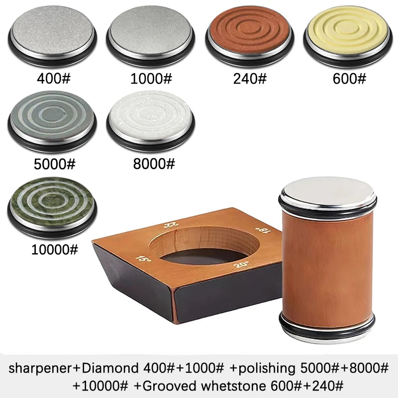 New Wooden【4 Angle】Rolling Knife Sharpener 15/18/20/22° Roller Sharpeners Professional Grinding System Diamond Sharpening Stone