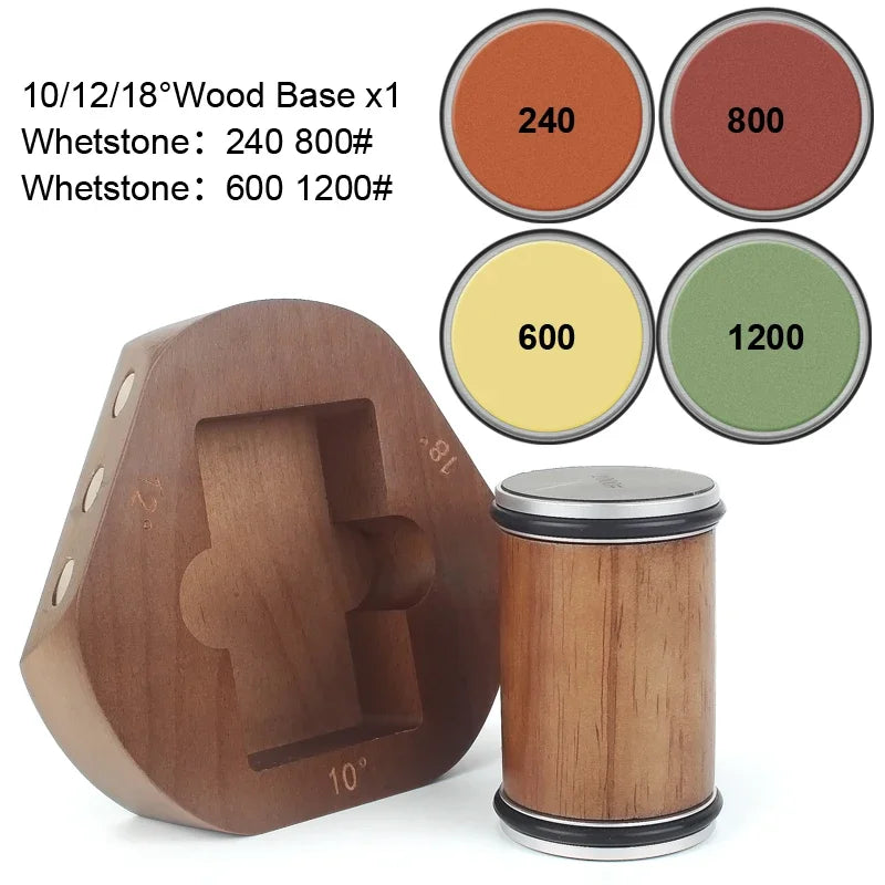 10/12/15/18/20/22° Rolling Knife Sharpener Wood Base Kitchen Grinding System Diamond Stone 240/1000# Professional Sharpeners