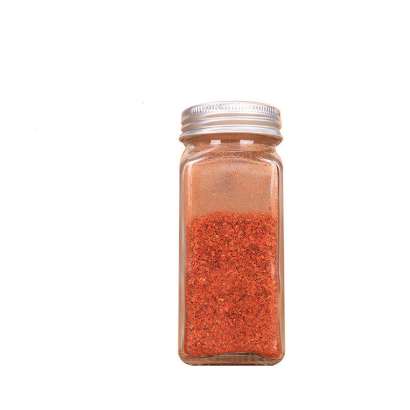 Barbecue Sprinkler Household Pepper Chili Powder Salt Square Glass Seasoning Jar