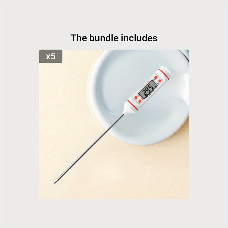 1pc Instant Read Digital Meat Thermometer with Probe - Stainless Steel, LCD Display, -200°C to 550°C Range - Perfect for BBQ, Cooking, Grilling, and Candy Making