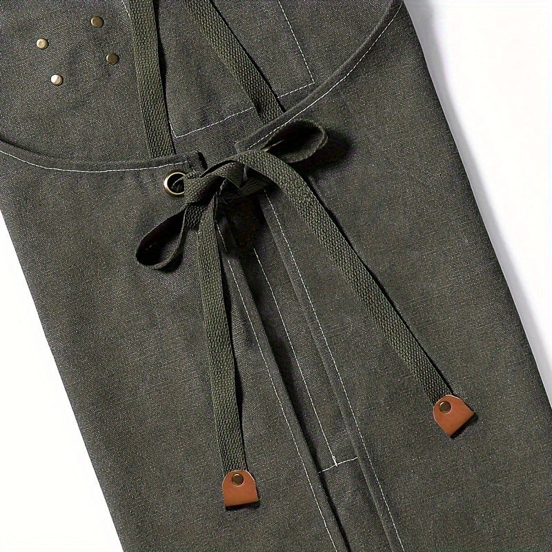 Canvas Cooking Apron with Hand Wipe - Adjustable with Tool Pockets, Modern Design for Kitchen, BBQ, Restaurant - Available in Black, Brown, Blue, Beige